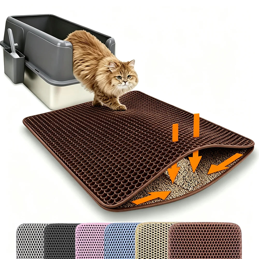 Cat Litter Mat Double Layer Pet Non Slip Big Pet Litter Box Filter Matwear Resistant Waterproof Anti-Slip Cat Litter Mat