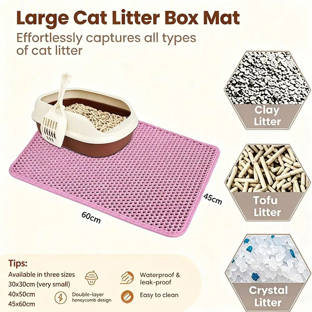 Cat Litter Mat Double Layer Pet Non Slip Big Pet Litter Box Filter Matwear Resistant Waterproof Anti-Slip Cat Litter Mat