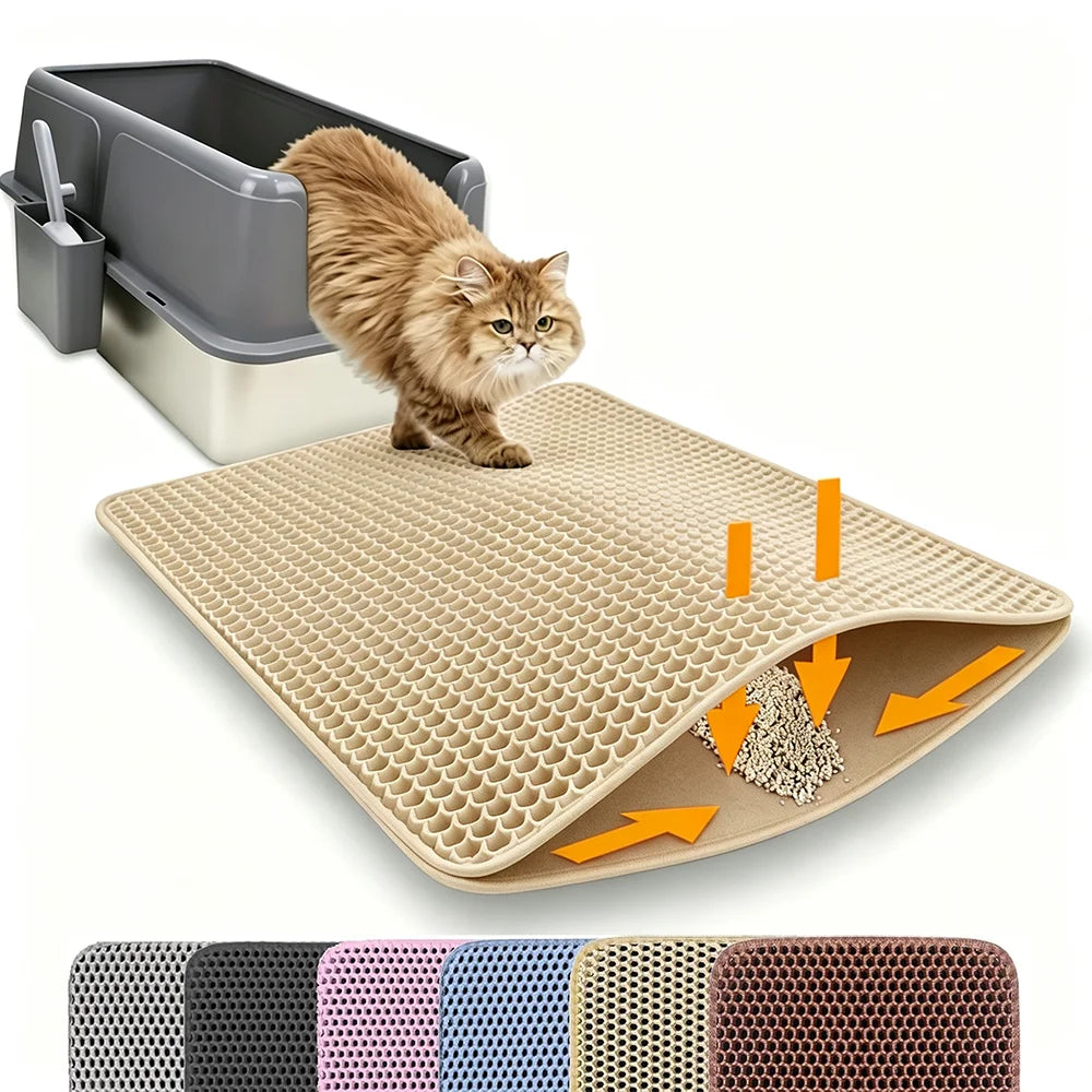 Cat Litter Mat Double Layer Pet Non Slip Big Pet Litter Box Filter Matwear Resistant Waterproof Anti-Slip Cat Litter Mat