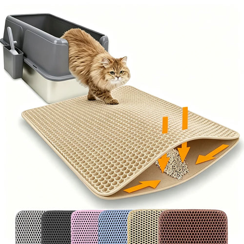 Cat Litter Mat Double Layer Pet Non Slip Big Pet Litter Box Filter Matwear Resistant Waterproof Anti-Slip Cat Litter Mat
