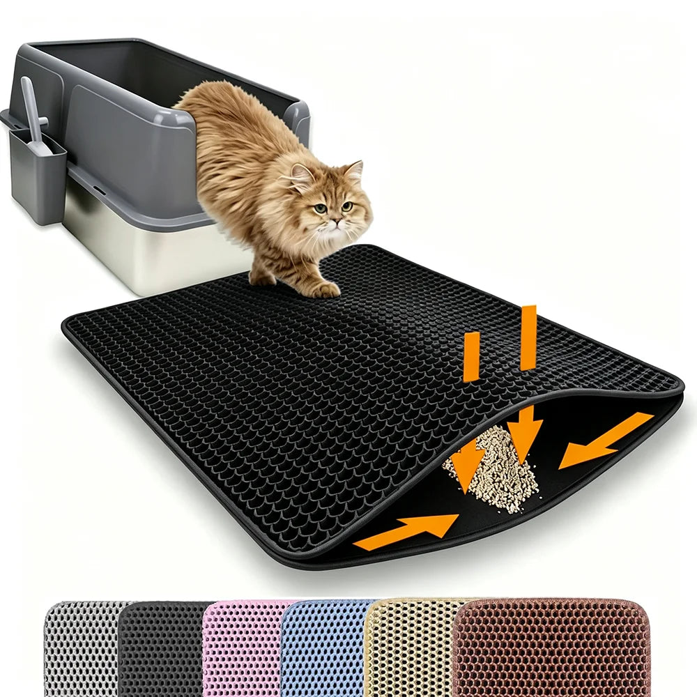Cat Litter Mat Double Layer Pet Non Slip Big Pet Litter Box Filter Matwear Resistant Waterproof Anti-Slip Cat Litter Mat