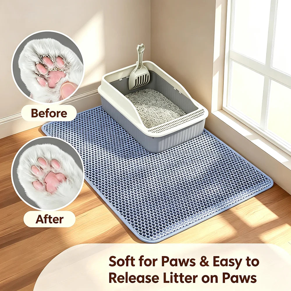 Cat Litter Mat Double Layer Pet Non Slip Big Pet Litter Box Filter Matwear Resistant Waterproof Anti-Slip Cat Litter Mat