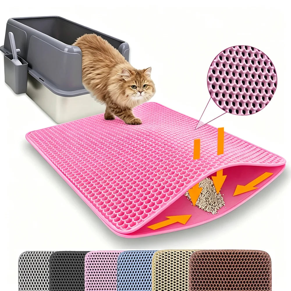 Cat Litter Mat Double Layer Pet Non Slip Big Pet Litter Box Filter Matwear Resistant Waterproof Anti-Slip Cat Litter Mat