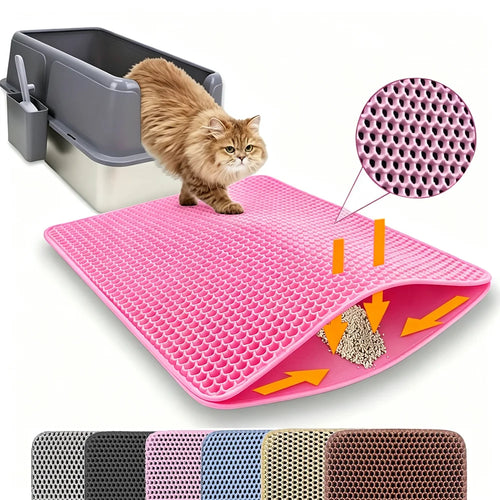 Cat Litter Mat Double Layer Pet Non Slip Big Pet Litter Box Filter Matwear Resistant Waterproof Anti-Slip Cat Litter Mat