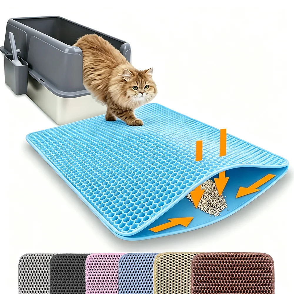 Cat Litter Mat Double Layer Pet Non Slip Big Pet Litter Box Filter Matwear Resistant Waterproof Anti-Slip Cat Litter Mat