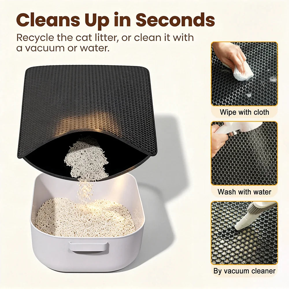 Cat Litter Mat Double Layer Pet Non Slip Big Pet Litter Box Filter Matwear Resistant Waterproof Anti-Slip Cat Litter Mat