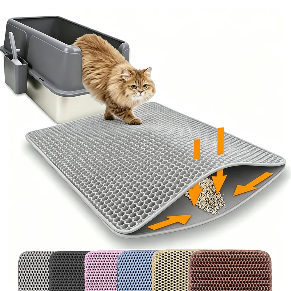 Cat Litter Mat Double Layer Pet Non Slip Big Pet Litter Box Filter Matwear Resistant Waterproof Anti-Slip Cat Litter Mat