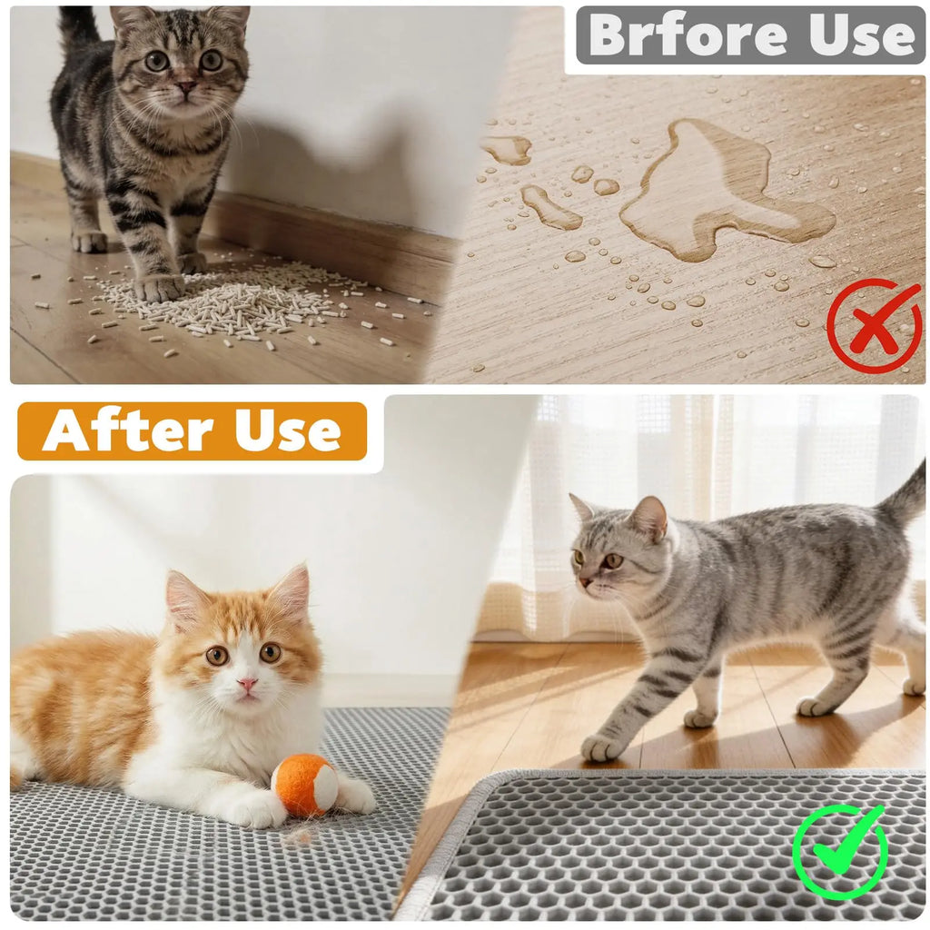 Cat Litter Mat Double Layer Pet Non Slip Big Pet Litter Box Filter Matwear Resistant Waterproof Anti-Slip Cat Litter Mat